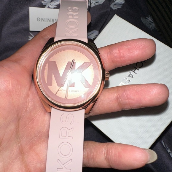 Michael Kors 42mm Stainless Steel Case blue Silicone Janelle Three-Hand Watch - Picture 16 of 16